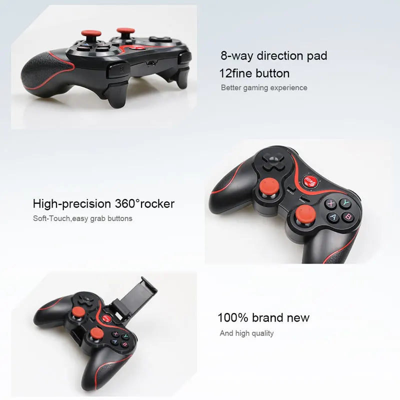 X3/T3 Wireless Gamepad Wireless Joystick Game Controller Bluetooth BT3.0 Joystick for IOS Andriod Phone PC Tablet TV Box Holder