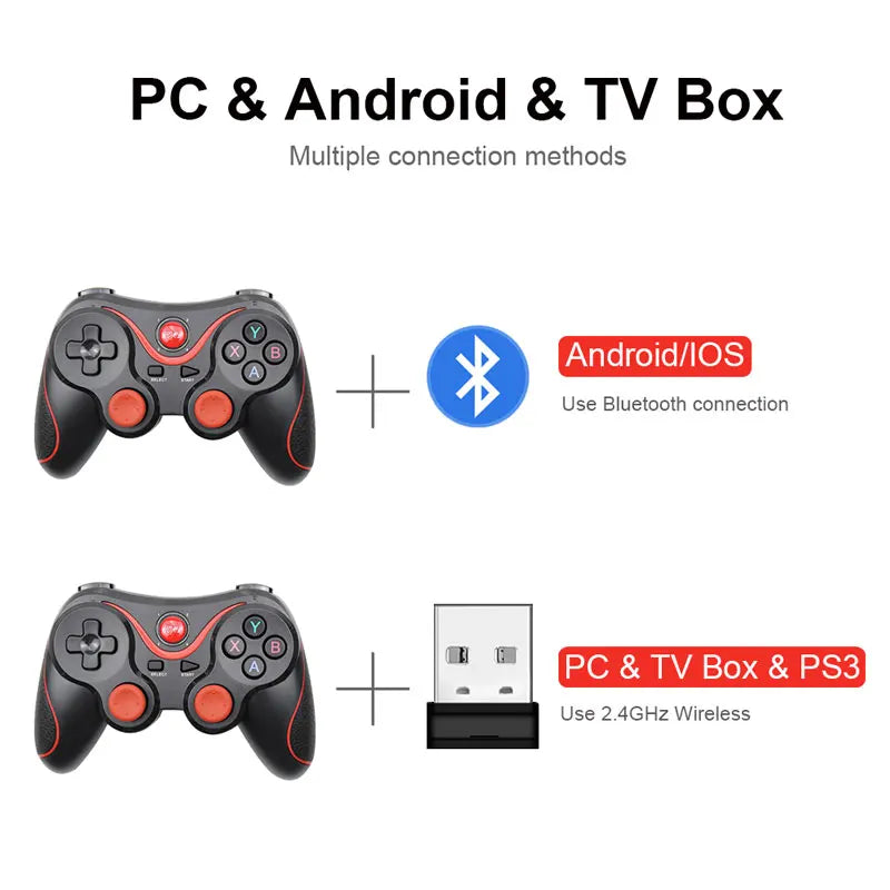 X3/T3 Wireless Gamepad Wireless Joystick Game Controller Bluetooth BT3.0 Joystick for IOS Andriod Phone PC Tablet TV Box Holder